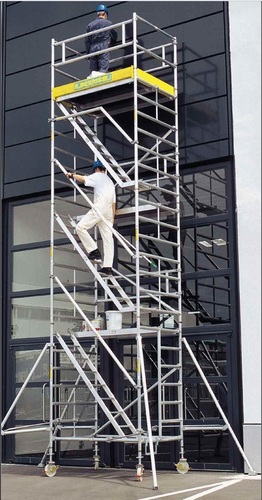 Aluminium Scaffolding Towers - Width 0.75/1.35 m, Length 1.80/2.50 m | Fast Fold Design, Safe Work Platform, Adjustable Height Up to 13.45 m