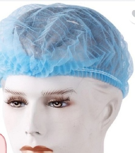 Round Shape White Color Disposable Woven Bouffant Cap - 50x20 Inch | Cotton and Nylon Blend Heat Resistant Stylish Elastic Band Cuff Design