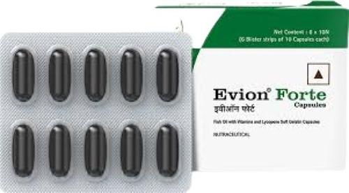 Single Color Oval Shape Soft Texture Evion Forte Capsule