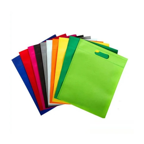 Non Woven D-Cut Bags - 60 GSM, Approx 5-7 Kg Capacity | With Handle, Plain Pattern, Recyclable Non Woven Fabric, Matte Finish