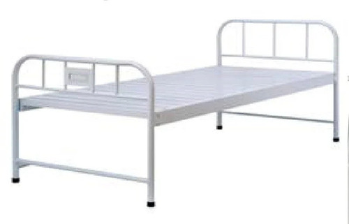 Hospital Bed - Iron Frame, Manual Operation | White, New, Foldable, Portable, Hydraulic Power Source