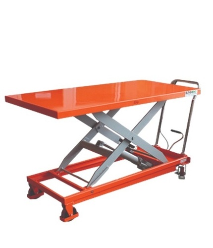 Scissor Lift Table - Iron, Standard Size, Orange Finish | Durable, Semi-Automatic, Corrosion Resistant, 1 Tonne Lifting Capacity, Easy to Operate